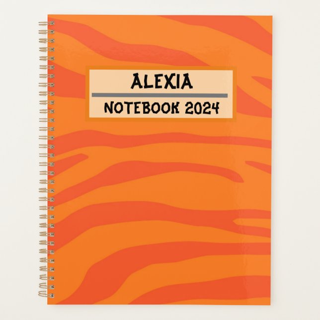 Red zebra on orange pattern Spiral Photo Notebook (Front)