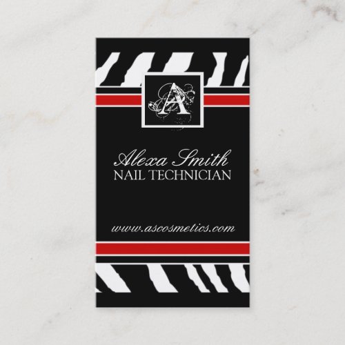 Red Zebra Print  Business Card