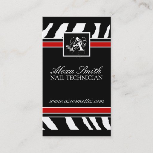 Customizable Red Zebra Print  Business Card