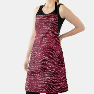 Red Zebra Print Glitzy Glitter Apron