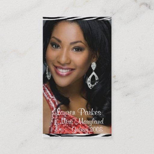 Customizable Red Zebra Print Pageant Business Card (Vertical)
