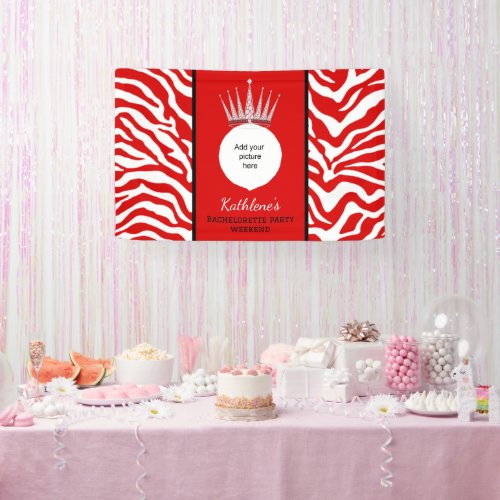 Red Zebra print with crown  Banner