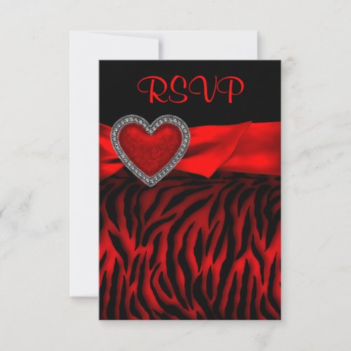 Red Zebra Red Heart RSVP Card