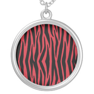 Red Zebra Silver Plated Necklace