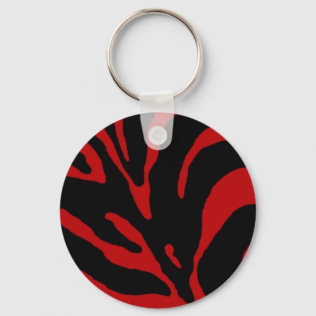 Red Zebra Stripe Animal Print Keychain (Front)