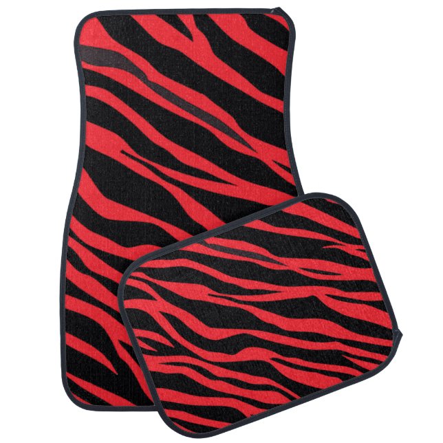 Red Zebra Striped Car Mat (Set)