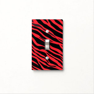 Red Zebra Striped Light Switch Cover