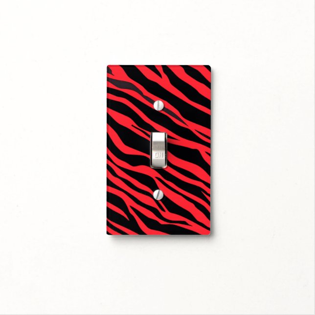 Red Zebra Striped Light Switch Cover (In Situ)