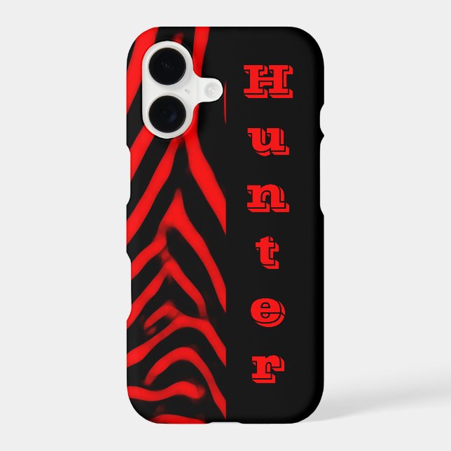 Red Zebra Vertical Monogram Case-Mate iPhone Case (Back)