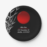 Red Zen Circle red sun symbol,personalized Paper Plates