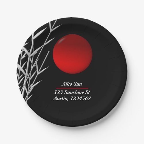 Red Zen Circle red sun symbolpersonalized Paper Plates