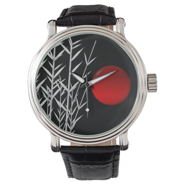 Red Zen Circle red sun symbol Watch (Front)