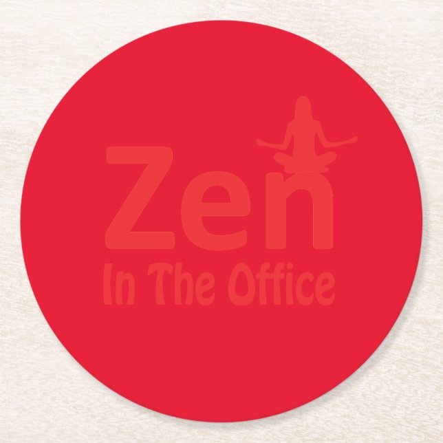 red zen office flower Paper Coaster (Front)