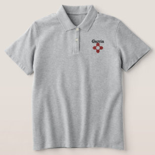 Red Zia Sun  Embroidered Polo Shirt