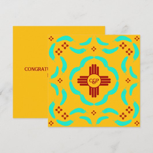 Red Zia Symbols New Mexico Turquoise Feathers (Front/Back)