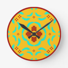 Red Zia Symbols New Mexico Turquoise Feathers