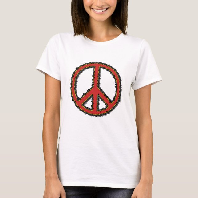 Red Zig Zag Peace Sign T-Shirt (Front)