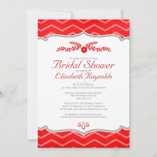 Red Zigzag Bridal Shower Invitations