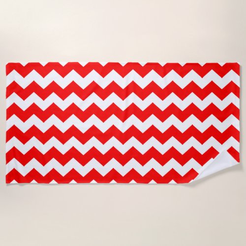 Red Zigzag Striped Beach Towel