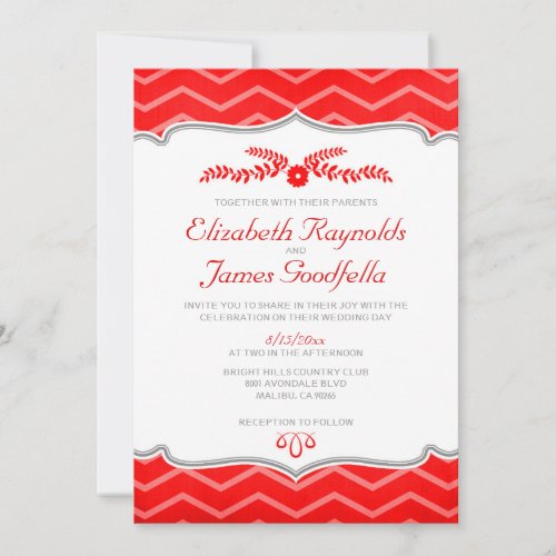 Red Zigzag Wedding Invitations