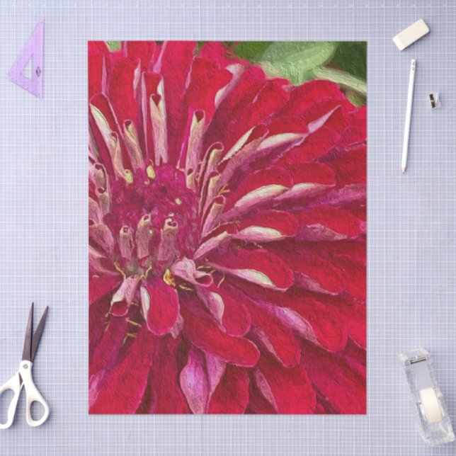 Red Zinnias Flowers Tissue Paper (Craft)