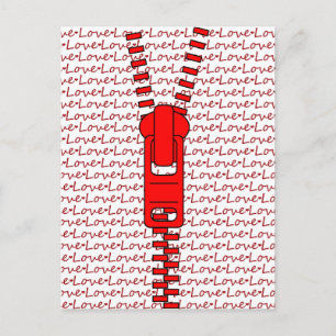 Red Zipper with Love Postcard