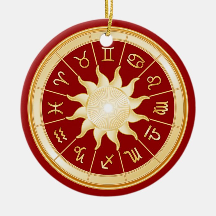 Red Zodiac Wheel 1 Christmas Tree Ornament