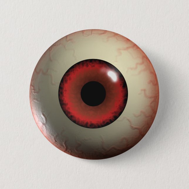 Red Zombie Eye-ball Badge Button (Front)