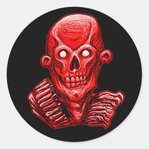 Red Zombie Skull Head Sticker