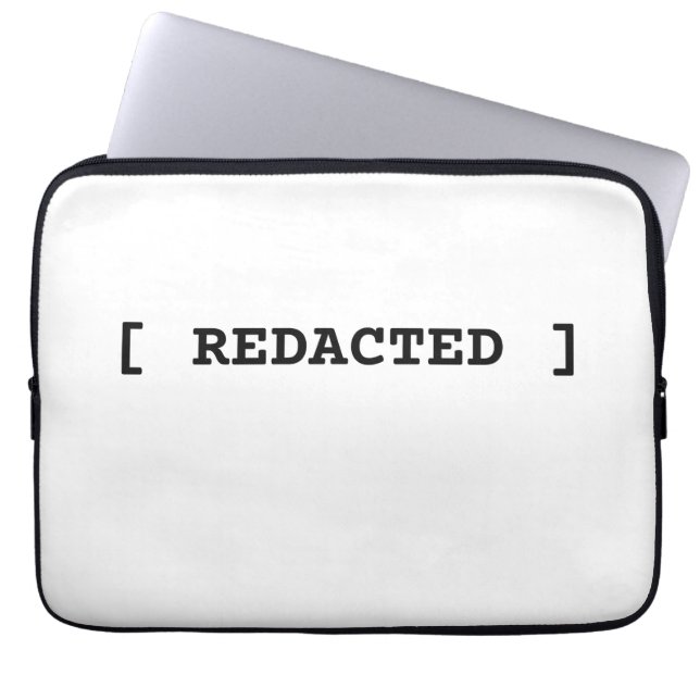 [ REDACTED ] Minimalist Typographic Professional  Laptop Sleeve (Front)