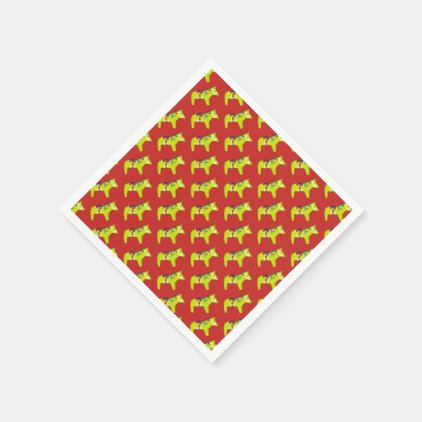 Redand Green Holiday Horses Paper Napkin