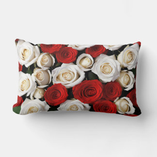 RedandWhiteRoses Lumbar Pillow