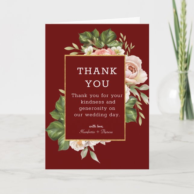 Redberry Folded Wedding Thank You Card (Front)