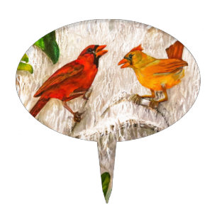 Redbirds Singing of love Cake Topper