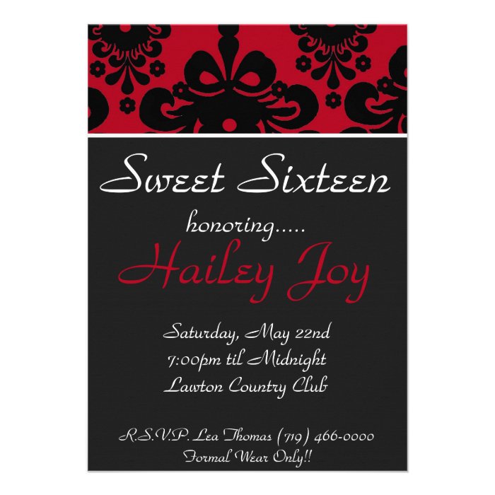 Sweet Sixteen, honoring, HPersonalized Invite