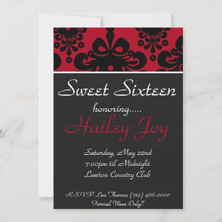 redblack copy, Sweet Sixteen, honoring....., H... Invitation