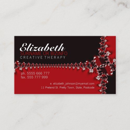 RedBlack Fractal Ribbons Business Card