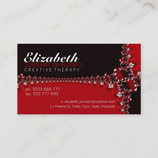 Customizable RedBlack Fractal Ribbons Business Card