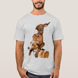 Redbone Coonhound & Basset Hound Playing T-Shirt