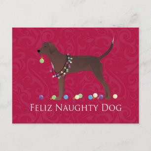 Redbone Coonhound Christmas Holiday Postcard