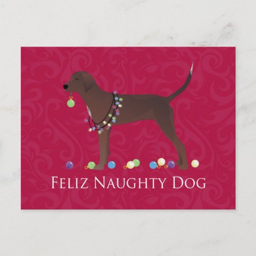 Redbone Coonhound Christmas Holiday Postcard