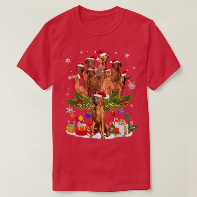 Redbone Coonhound Christmas Tree Lights Funny Dog  T-Shirt (Design Front)