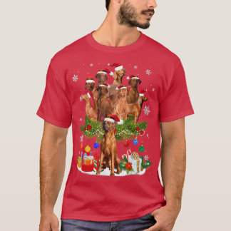 Redbone Coonhound Christmas Tree Lights Funny Dog  T-Shirt