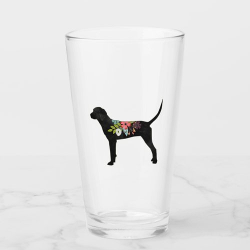 Redbone Coonhound Dog Breed Boho Foral Silhouette Glass