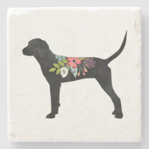 Redbone Coonhound Dog Breed Boho Foral Silhouette  Stone Coaster