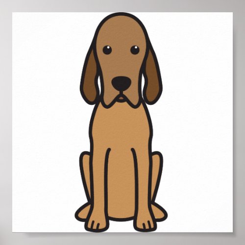 Redbone Coonhound Dog Cartoon Poster