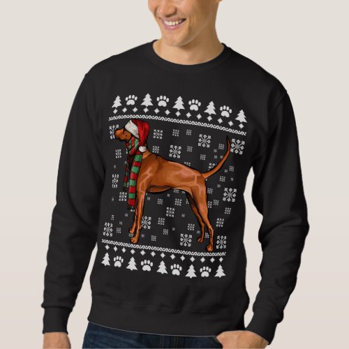 Redbone Coonhound Dog Santa Hat Xmas Ugly Christma Sweatshirt