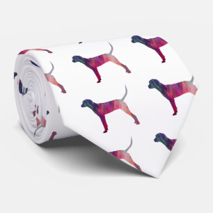 Redbone Coonhound Geometric Silhouette Purple Neck Tie
