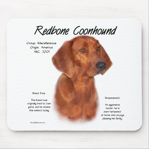 Redbone Coonhound History Design Mouse Pad