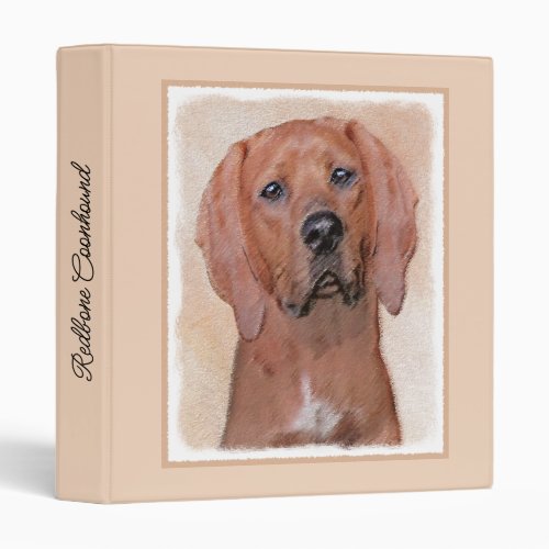 Redbone Coonhound Painting _ Cute Original Dog Art 3 Ring Binder